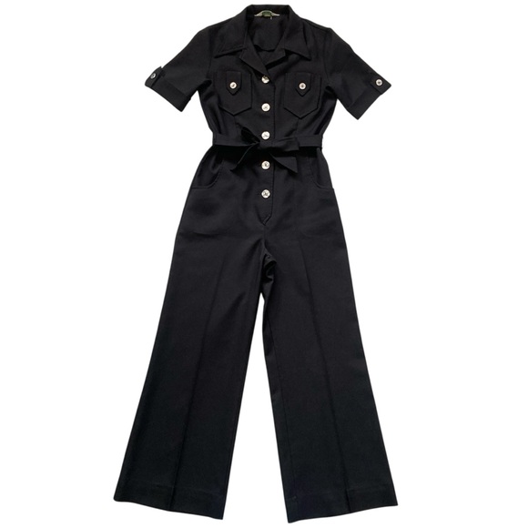 Vintage Pants - Vintage 70s Black Button Up Jumpsuit ♠️